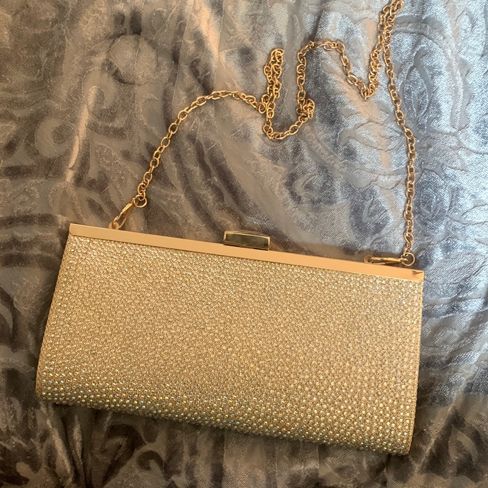 De Blossom collection clutch purse with rhinestones
